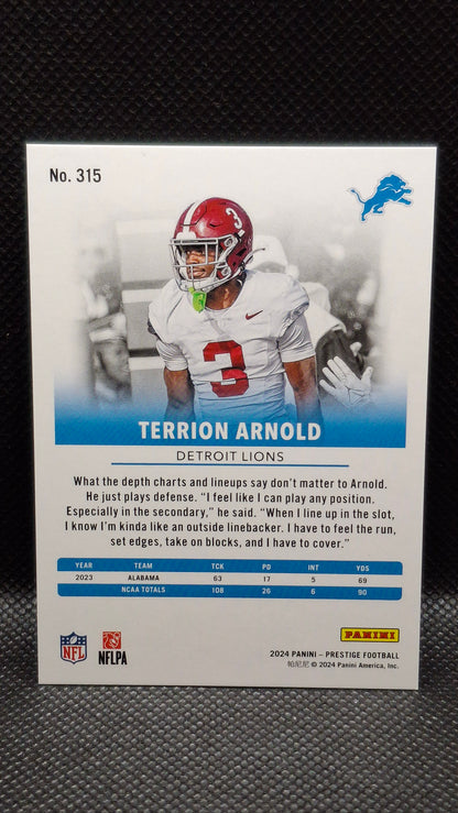 Terrion Arnold (RC) 2024 Panini Prestige Rookies #315 Detroit Lions Green #152/199