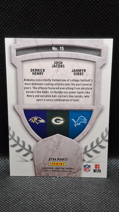 Derrick Henry, Josh Jacobs, Jahmyr Gibbs (2024) Panini Prestige #157/249