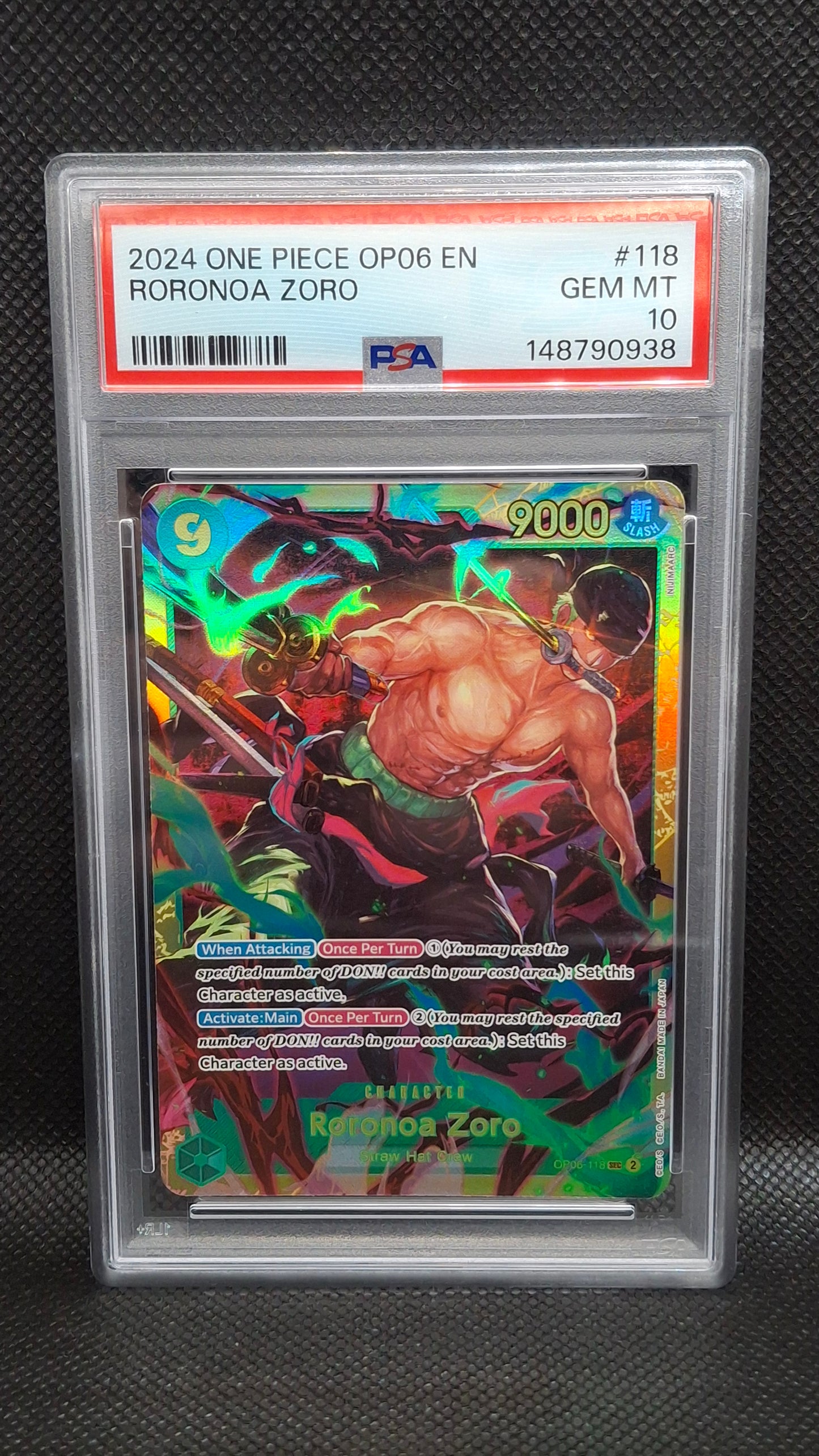 Roronoa Zoro 2024 One Piece #118 OP-06 PSA 10