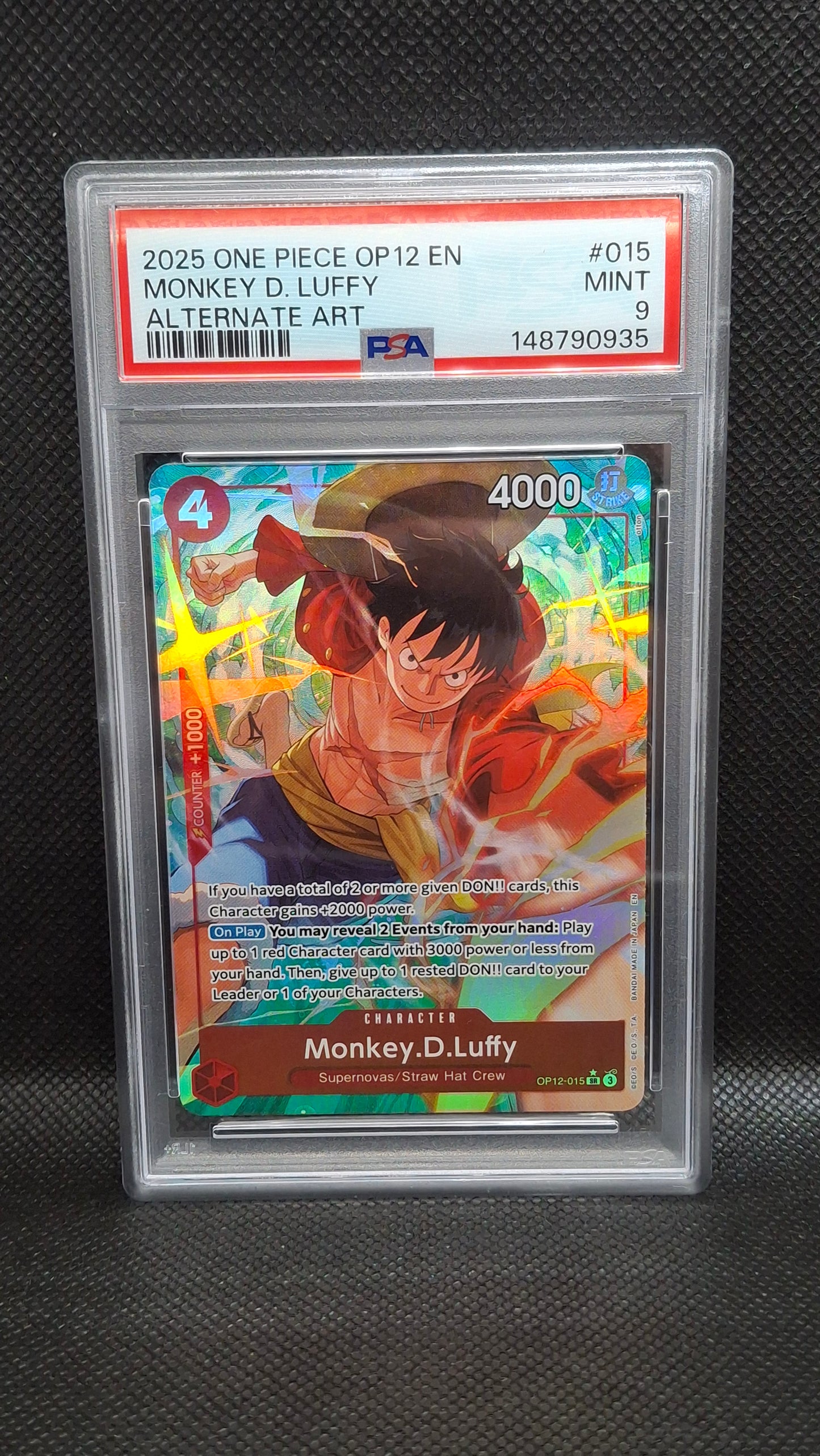 Monkey D. Luffy Alt Art #015 2024 One Piece OP-12 PSA 9