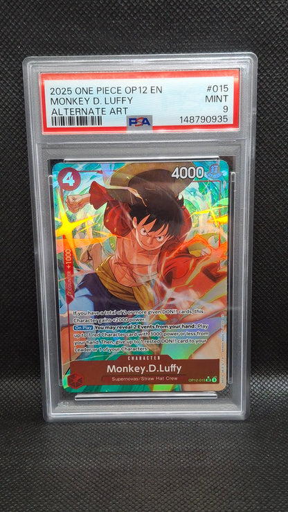 Monkey D. Luffy Alt Art #015 2024 One Piece OP-12 PSA 9